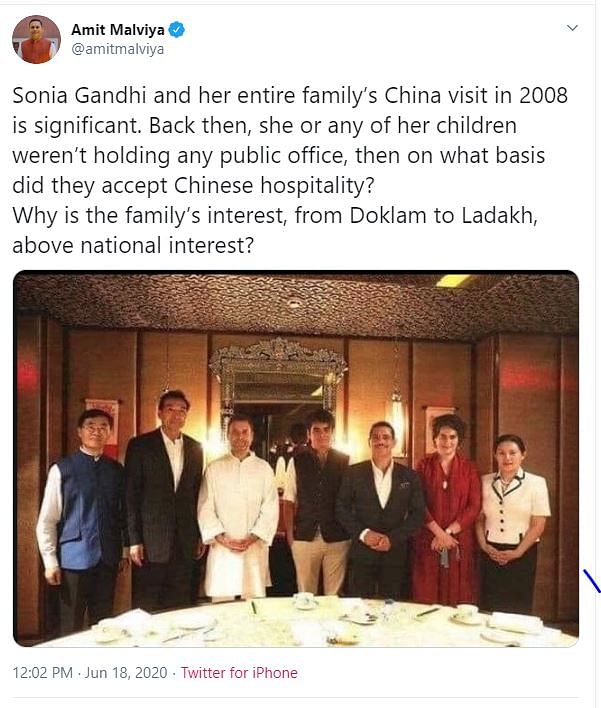 While the Gandhis did visit Beijing in 2008  Malviya wrongly used an image from 2017 as an alibi to the visit.