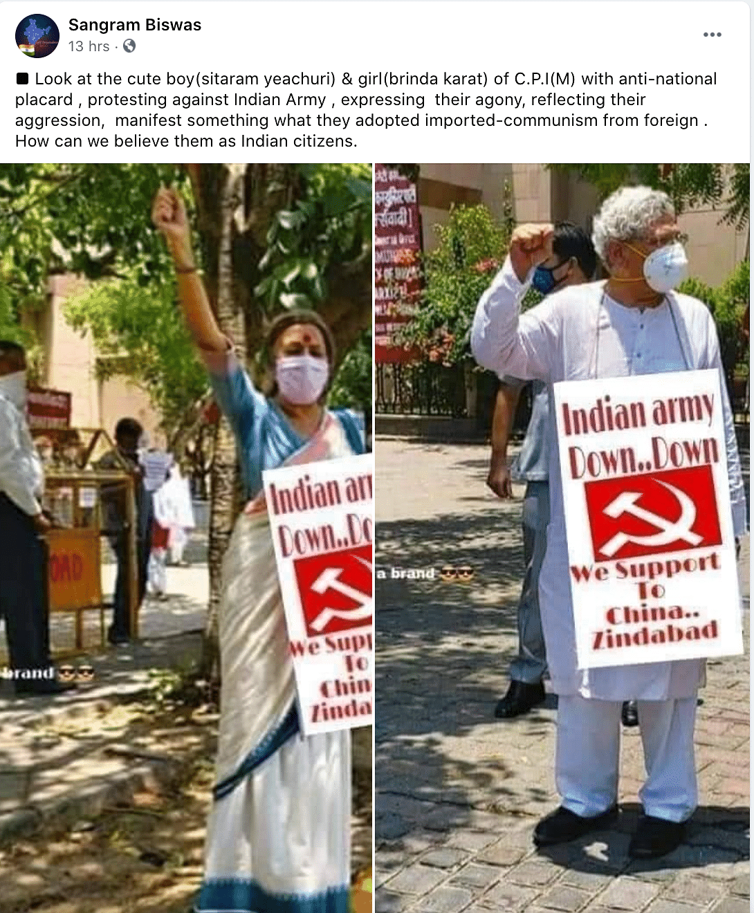 The original images prove that the photos are from the protest that the party had organised across India on 16 June.