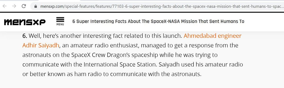 “It may be technically impossible for the Crew Dragon to communicate through ham radio,” NASA spokesperson said.