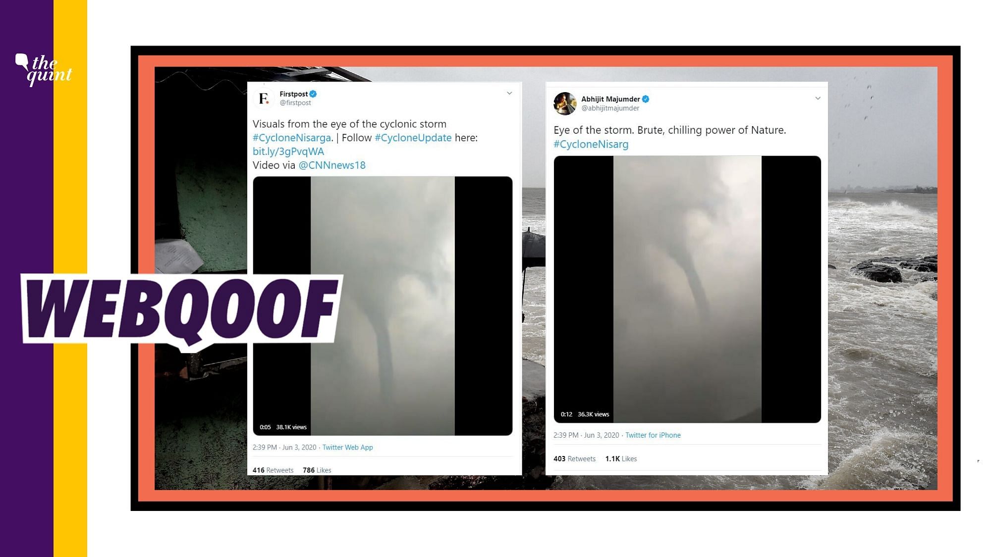A video which could be traced back to 2019, is being shared with a claim that it shows visuals from the eye of the cyclonic storm.