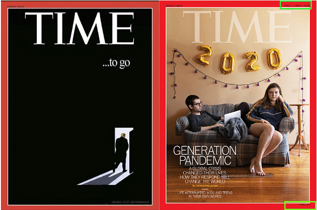 The viral image differs from the official TIME cover as it does not have any dateline and name of the website.