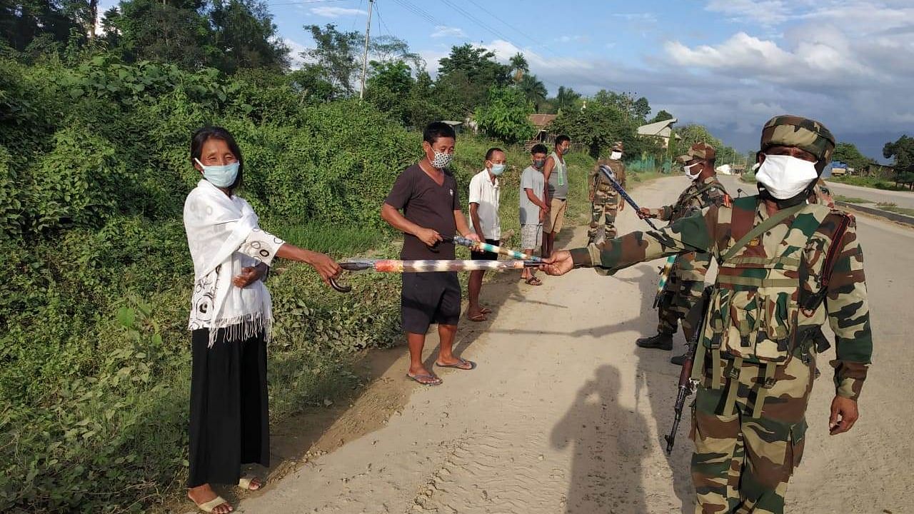 Assam Rifles troops participating in the ‘Umbrella Campaign’