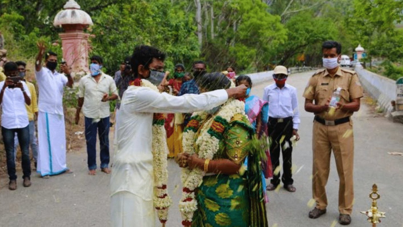 The couple got married at the Excise Checkpoint in Chinnar