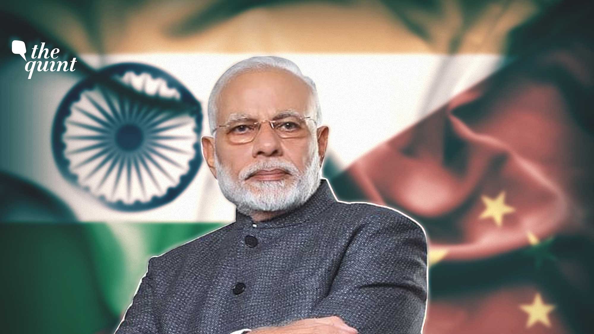 Image of PM Modi and Indian &amp; Chinese flags (in the background) used for representational purposes.