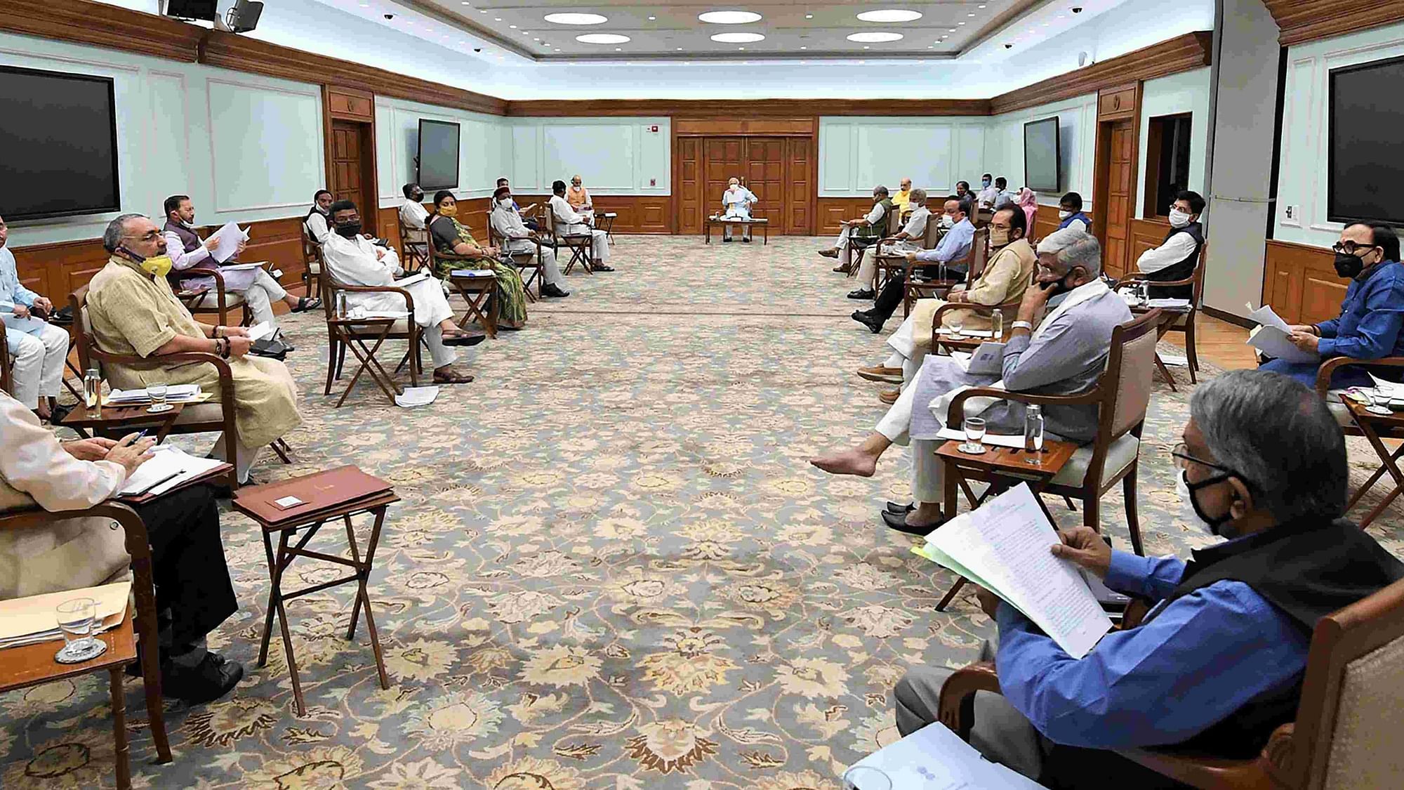  Prime Minister Narendra Modi chairs a cabinet meeting on 1 June.