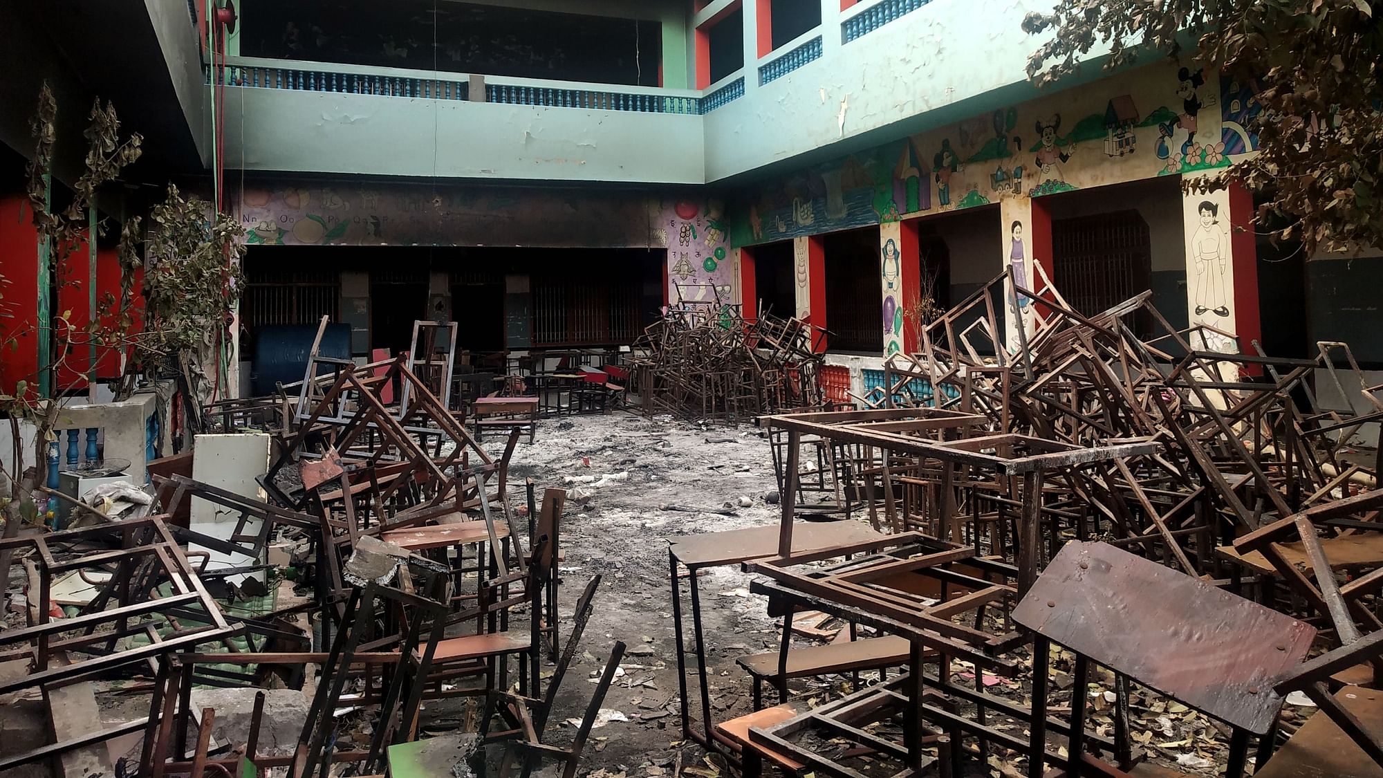 School burnt down to ashes in Shiv Vihar in northeast Delhi.