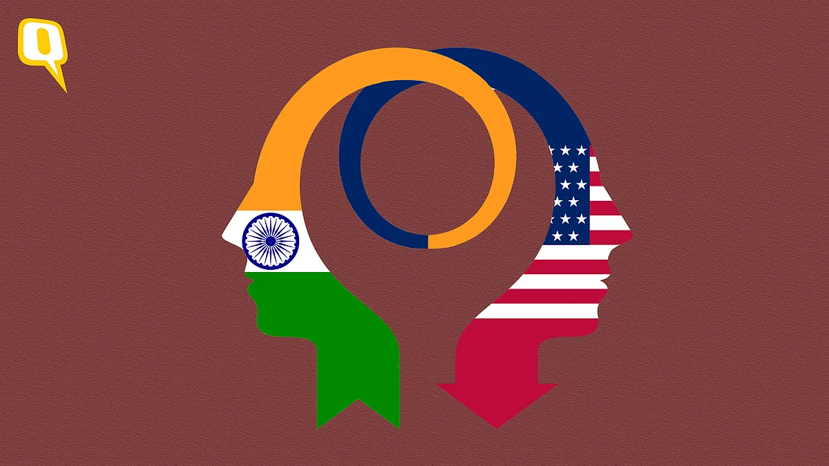 Artistic impressions of Indian and American flags used for representational purposes.