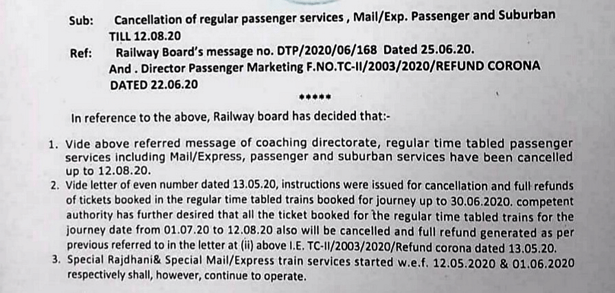This decision from the Railways comes amid rising coronavirus cases.