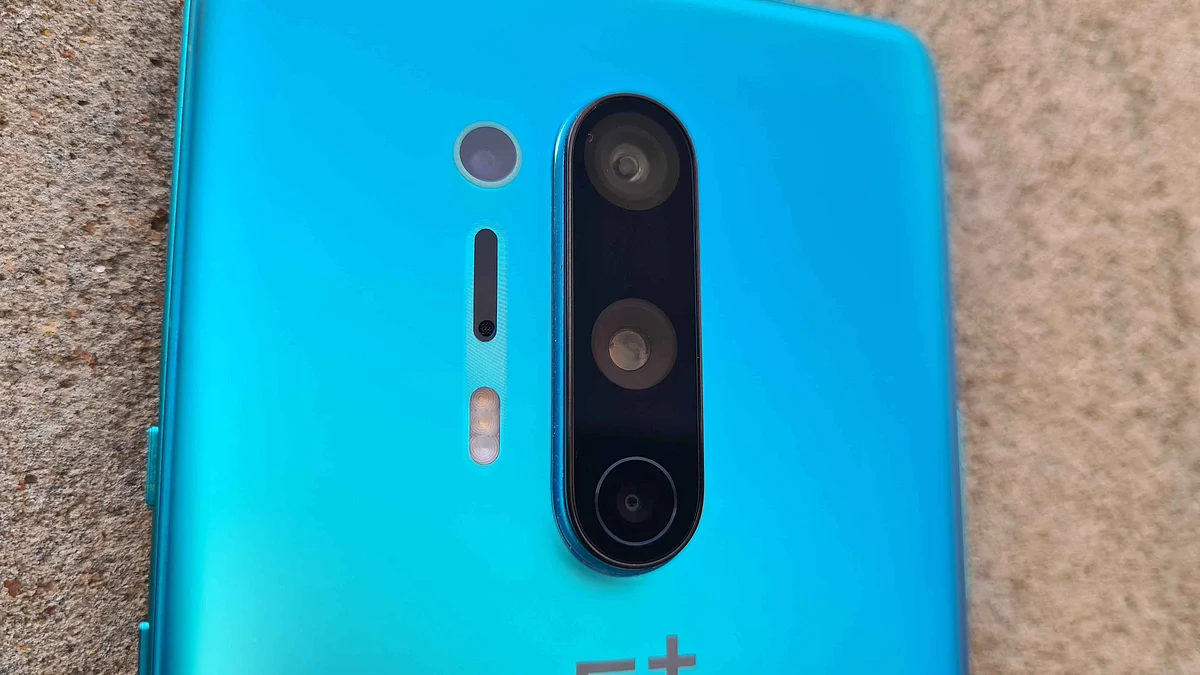 The OnePlus 8 Pro camera has a prominent bump on the rear.