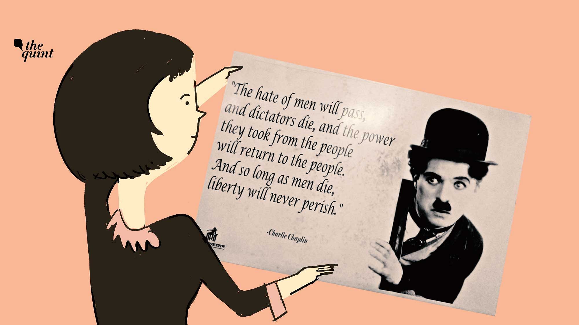 Chaplin’s quote from his speech in <i>The Great Dictator  </i>(1940). Image used for representational purposes.