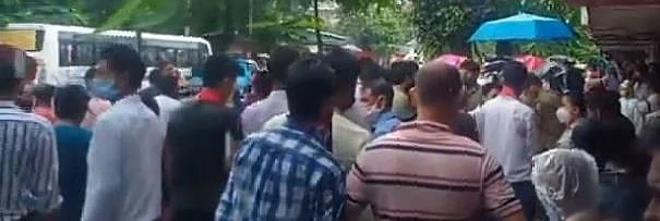 A large number of people staged protest at Noonmati area in Guwahati following the youth’s killing.