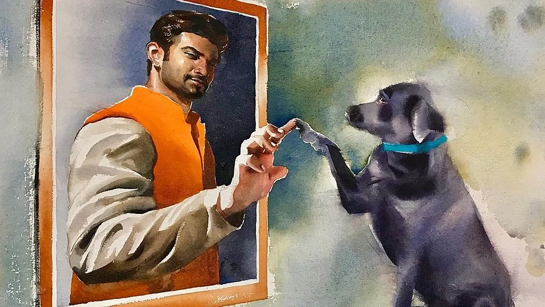 A painting made by a fan of Sushant Singh Rajput. 