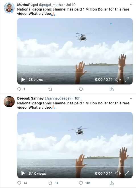 The video is being shared on Twitter with the claim that National Geographic Channel paid 1 million dollars for it.