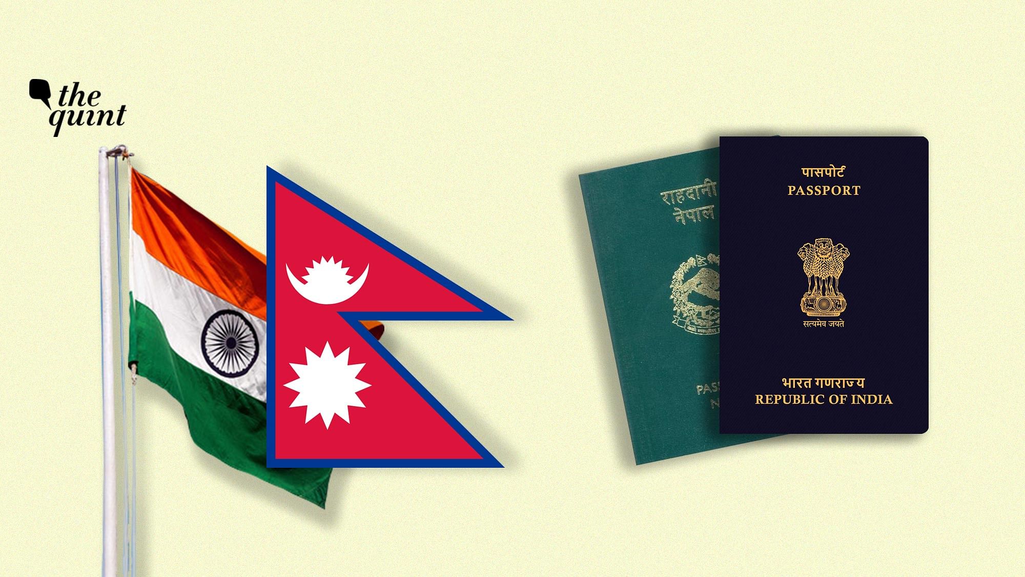 Image of Indian and Nepali flags and passports used for representational purposes.