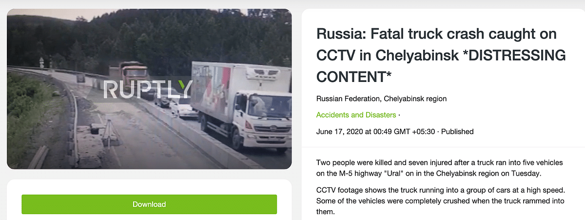 The truck accident happened in Russia’s Chelyabinsk and is now being shared in India as an accident in Mysore.