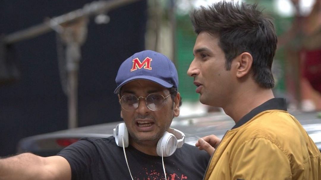 Mukesh Chabbra and Sushant on the sets of ‘Dil Bechara’.