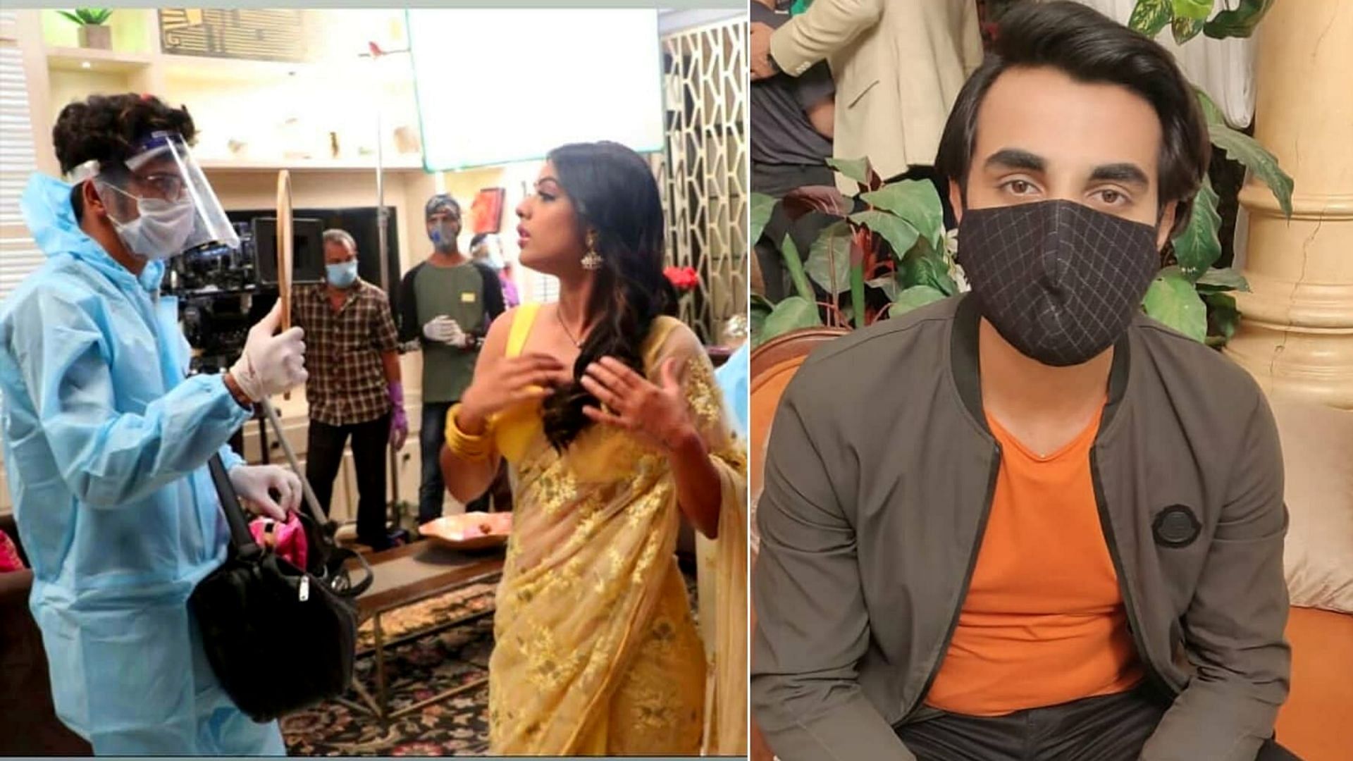 Nia Sharma on sets of<i> Naagin 4</i> and Karan Jotwani on <i>Qurbaan Hua</i> sets.