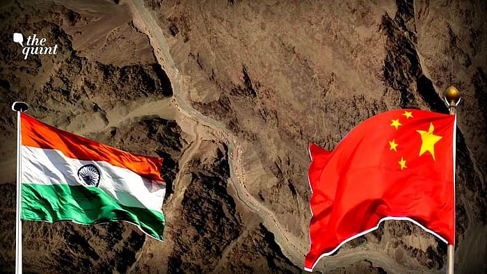 Satellite image from Galwan Valley, the site of the latest India-China clash. Image of China and India’ flags used for representational purposes(The Quint). 