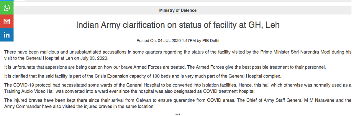 The Army called the accusations regarding the the status of the facility  as “malicious and unsubstantiated”.