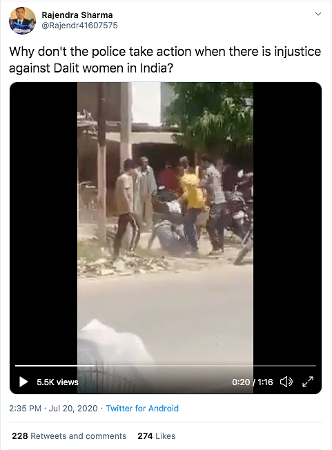 The incident actually has no caste context and was a dispute between a husband and a wife over a domestic matter.