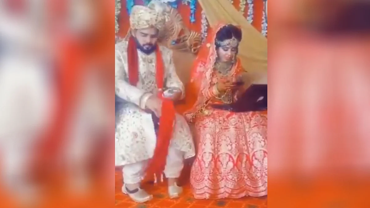 This bride has her priorities straight!