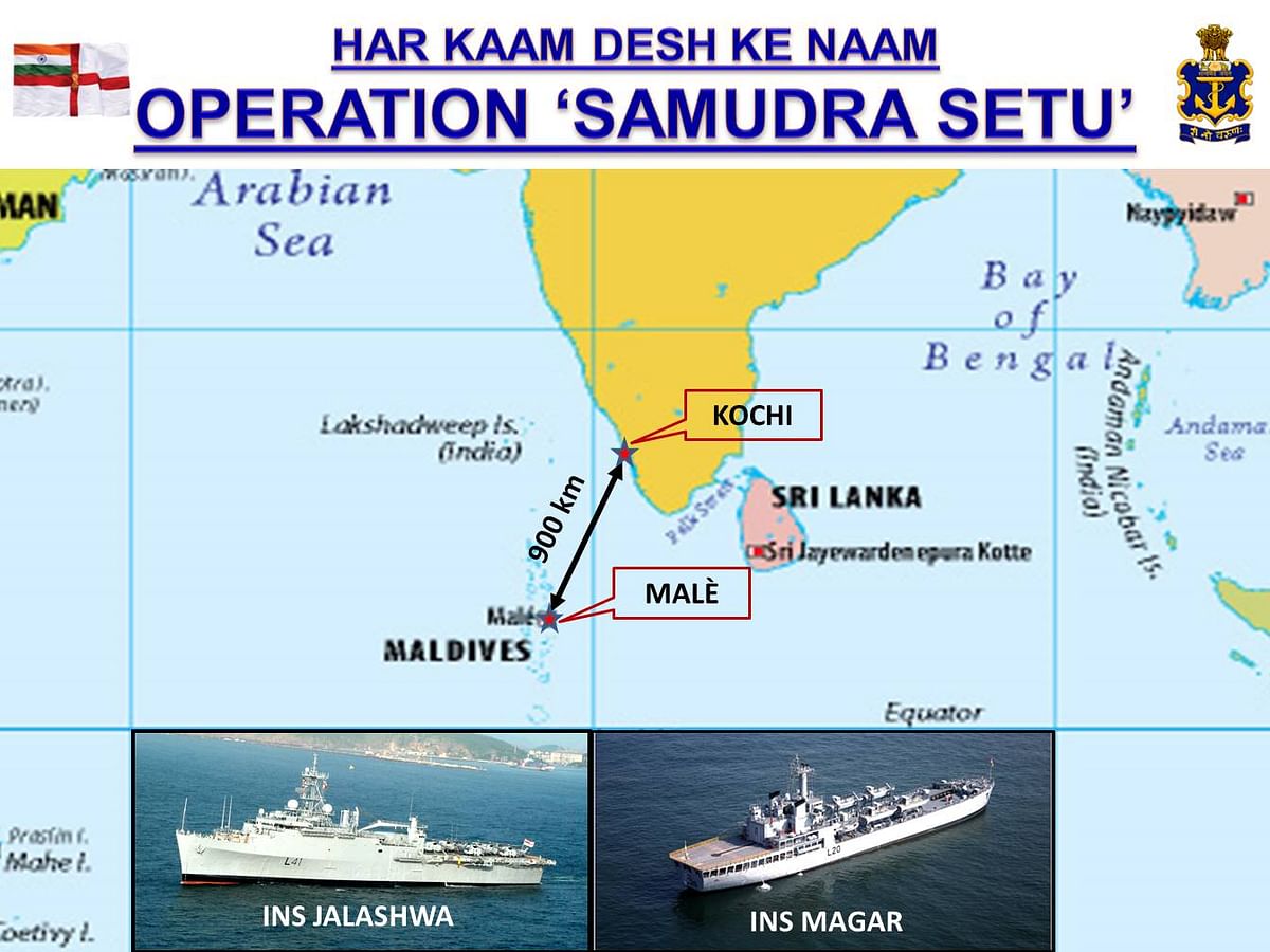 Indian citizens were repatriated from the Maldives, Sri Lanka and Iran by navy ships under the operation.
