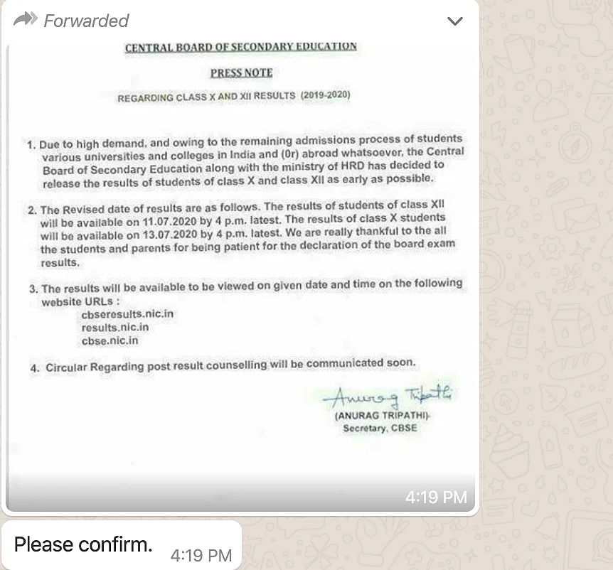 Has CBSE Declared Result Dates for Class 10 &12? Circular is Fake!