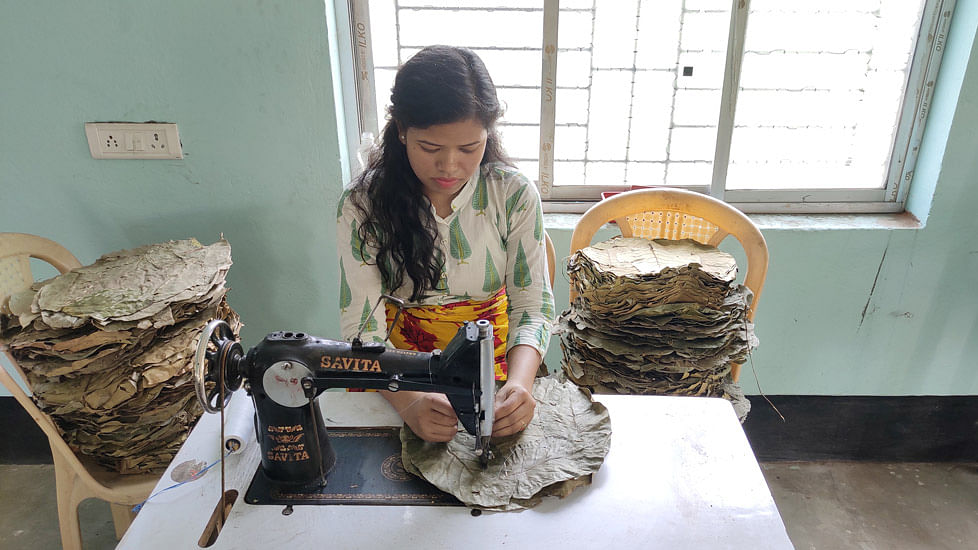 Many women, like Chaitali Sardar, have been able to earn better and consistently by making sal leaf plates.