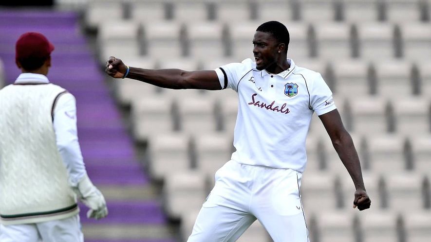 West Indies beat England by four wickets to take a 1-0 lead in the three-match Test series.