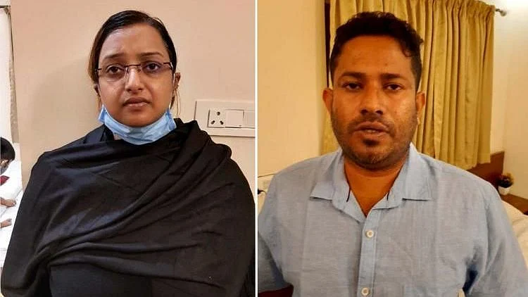 Gold smuggling case accused Swapna (left) and Sandeep (right).