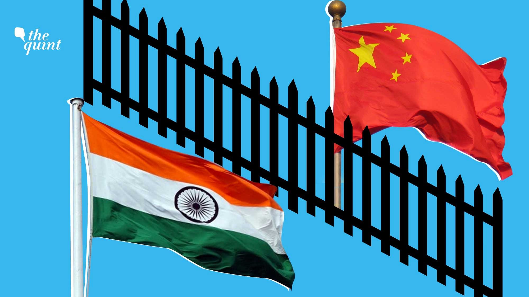Image of Indian and Chinese flags used for representation.
