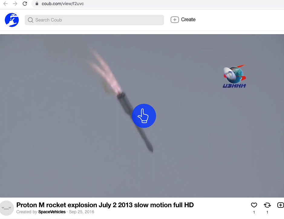 The video dates back to 2013 and shows the explosion of Russian Proton-M rocket.