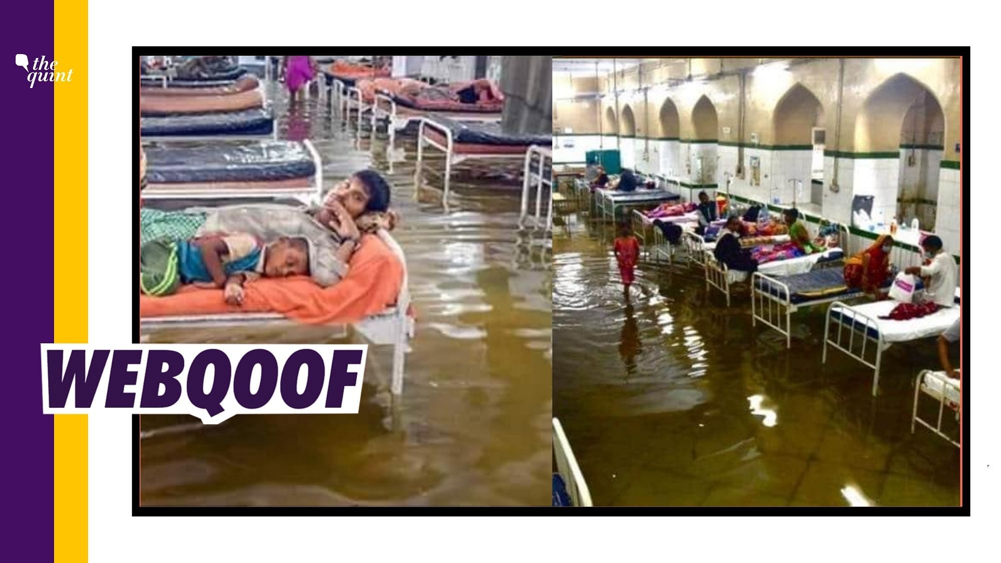 Old and unrelated images are being circulated to claim that they show the situation of flooded COVID wards in Bihar.
