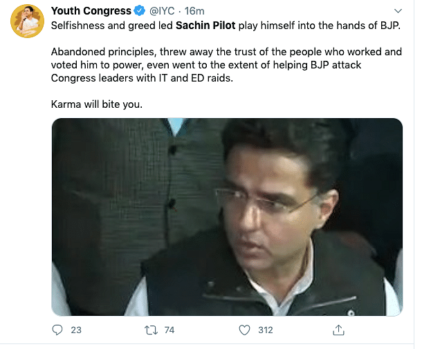 Sachin Pilot took to Twitter to say that “truth can be disturbed but not defeated”.