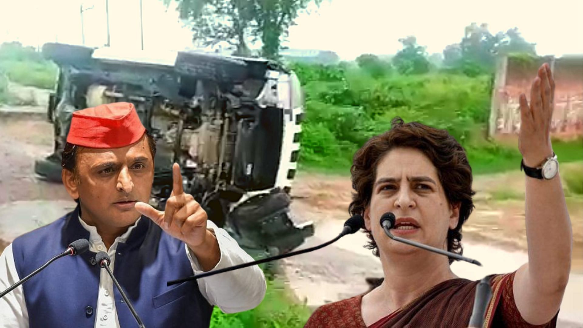 Samajwadi Party chief Akhilesh Yadav tweeted, “Actually the car did not overturned, the government has been saved from the turning over of secrets.”
