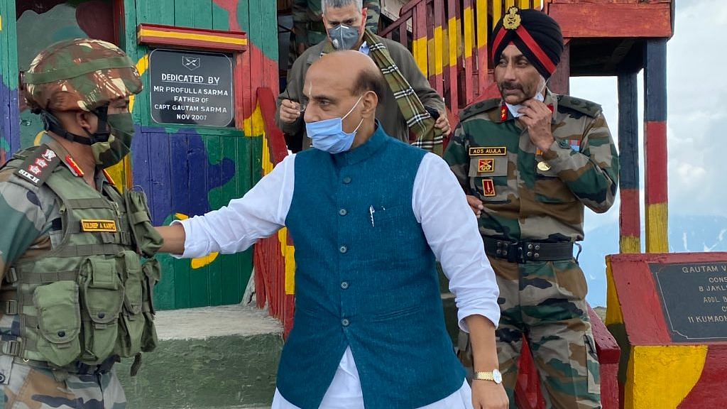 Defence Minister Rajnath Singh in Jammu and Kashmir.