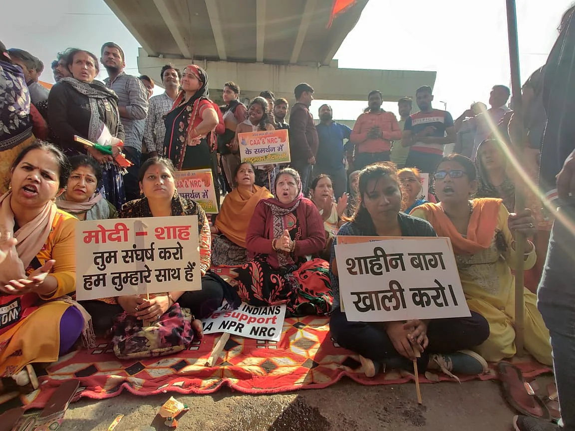 This picture is from 24 February at Maujpur Chowk, where pro-CAA protesters made demands to put an end to Shaheen Bagh protests.