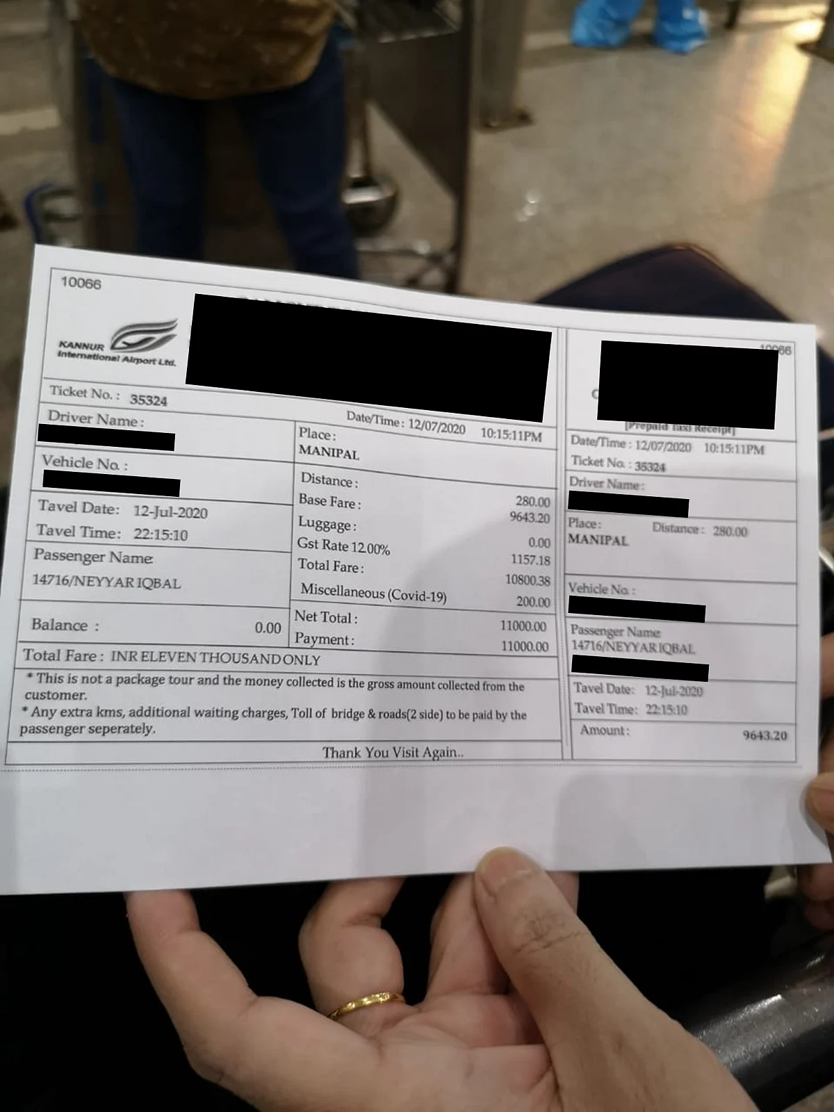 A very expensive cab ride.