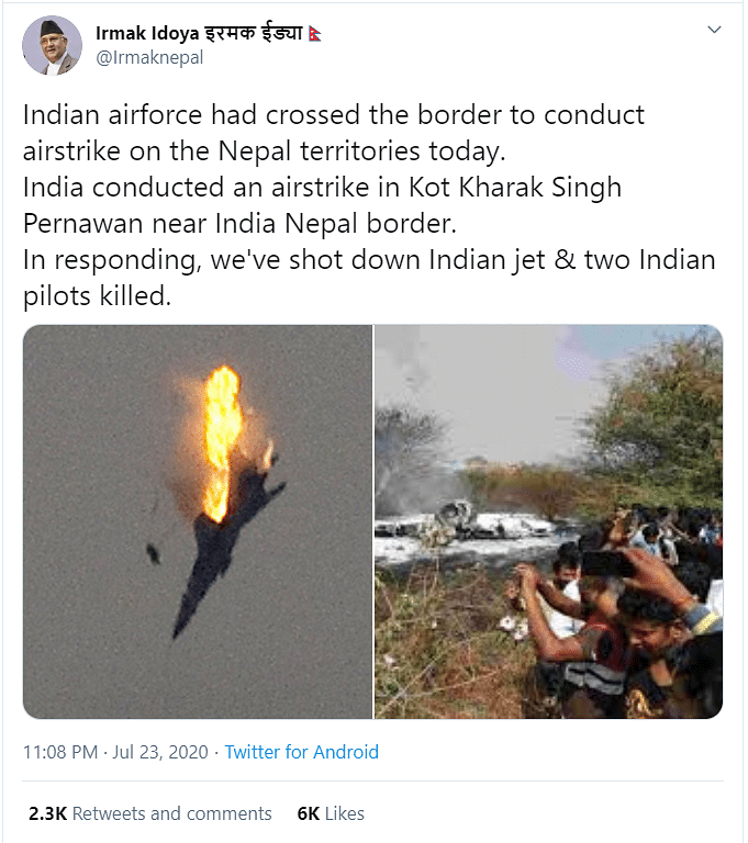 The Twitter account sharing the viral images has repeatedly spread disinformation about the India-Nepal escalation.