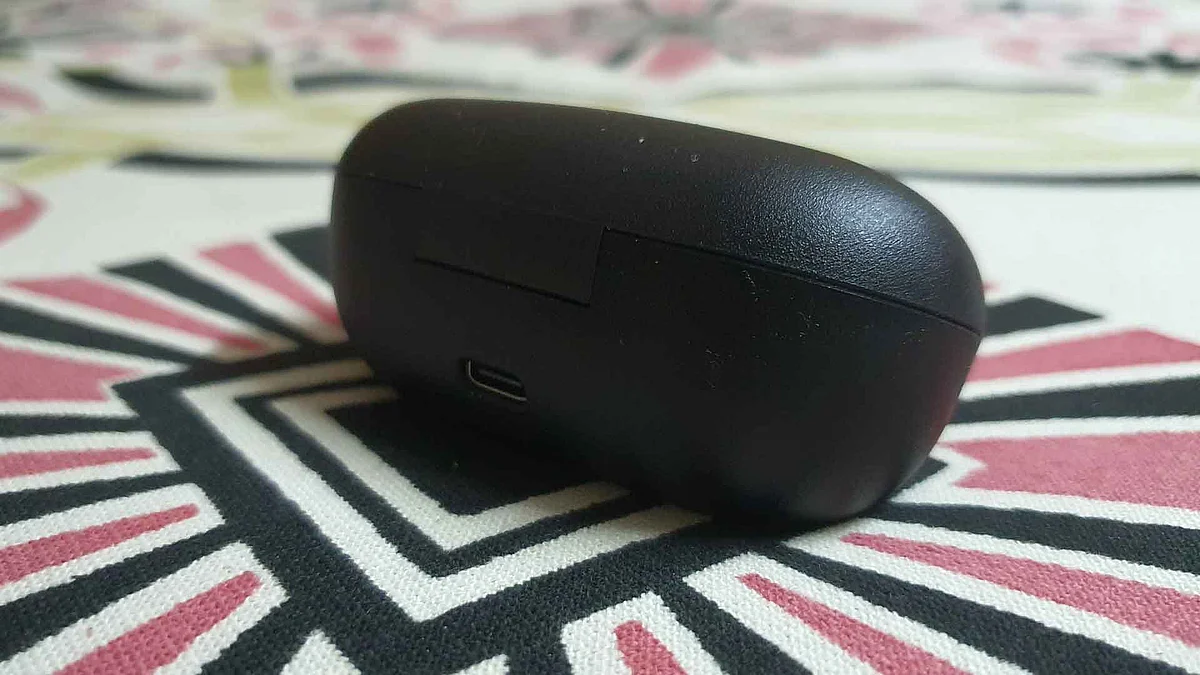 The earphones charge via USB type-C.