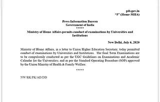 Amid Protests, Home Ministry Allows Conduct of University Exams
