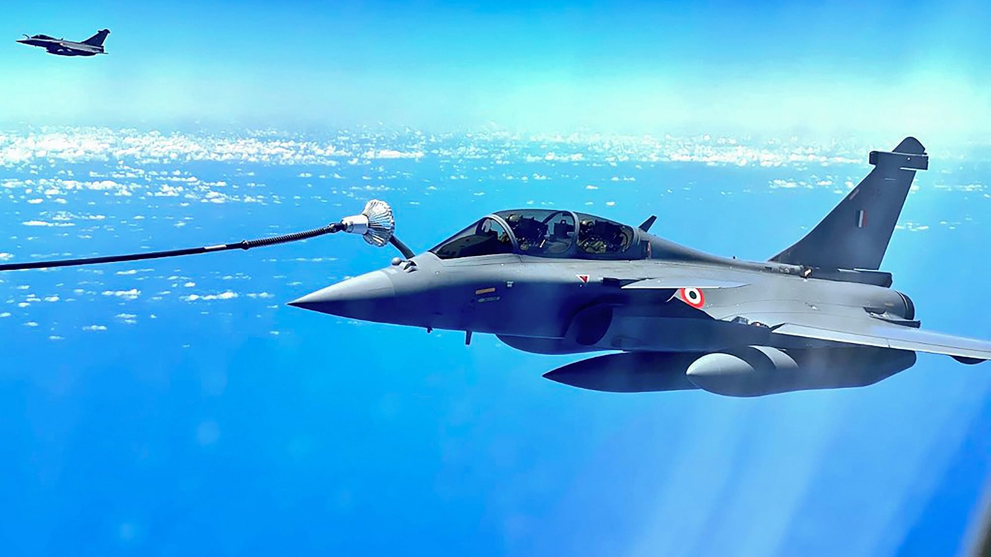 Images of the the Rafale fighter jets being refuelled mid-air, en route to Ambala.