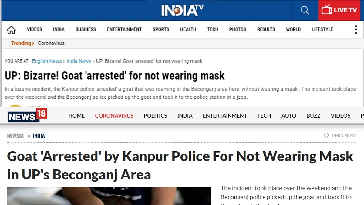 The news was republished by IndiaTV (top) and News18 (bottom).