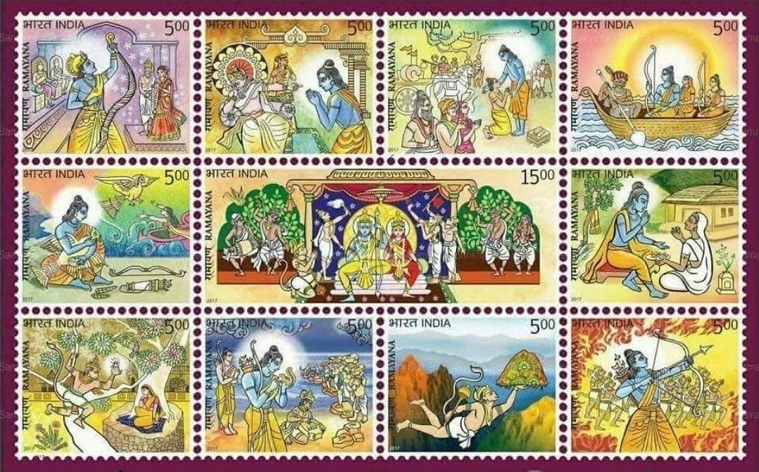This is indeed a set of Ramayana-themed stamps, but we found that they had been released in 2017.