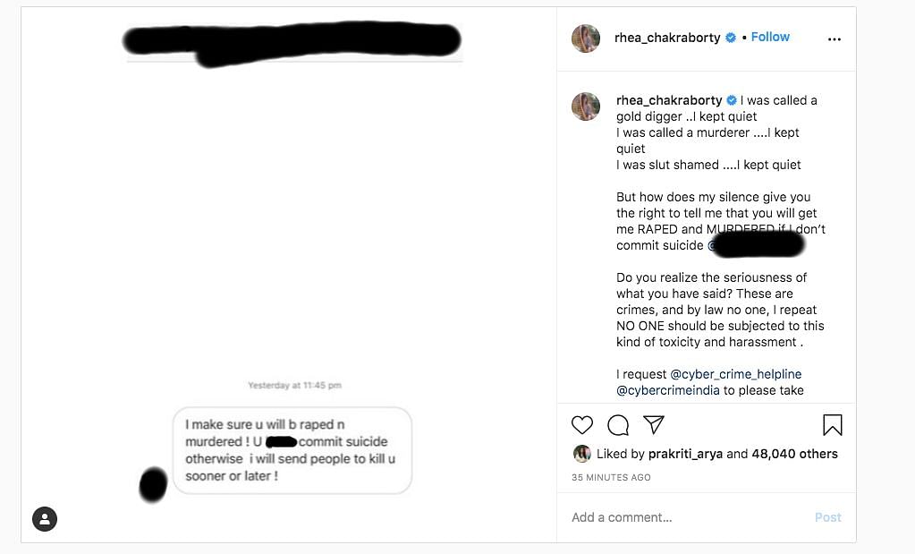 The actor took to Instagram to put out a post. 