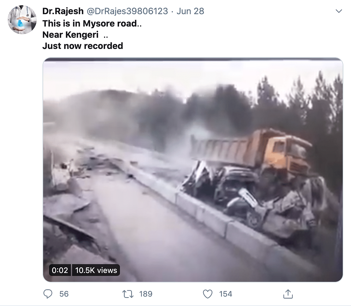 The truck accident happened in Russia’s Chelyabinsk and is now being shared in India as an accident in Mysore.