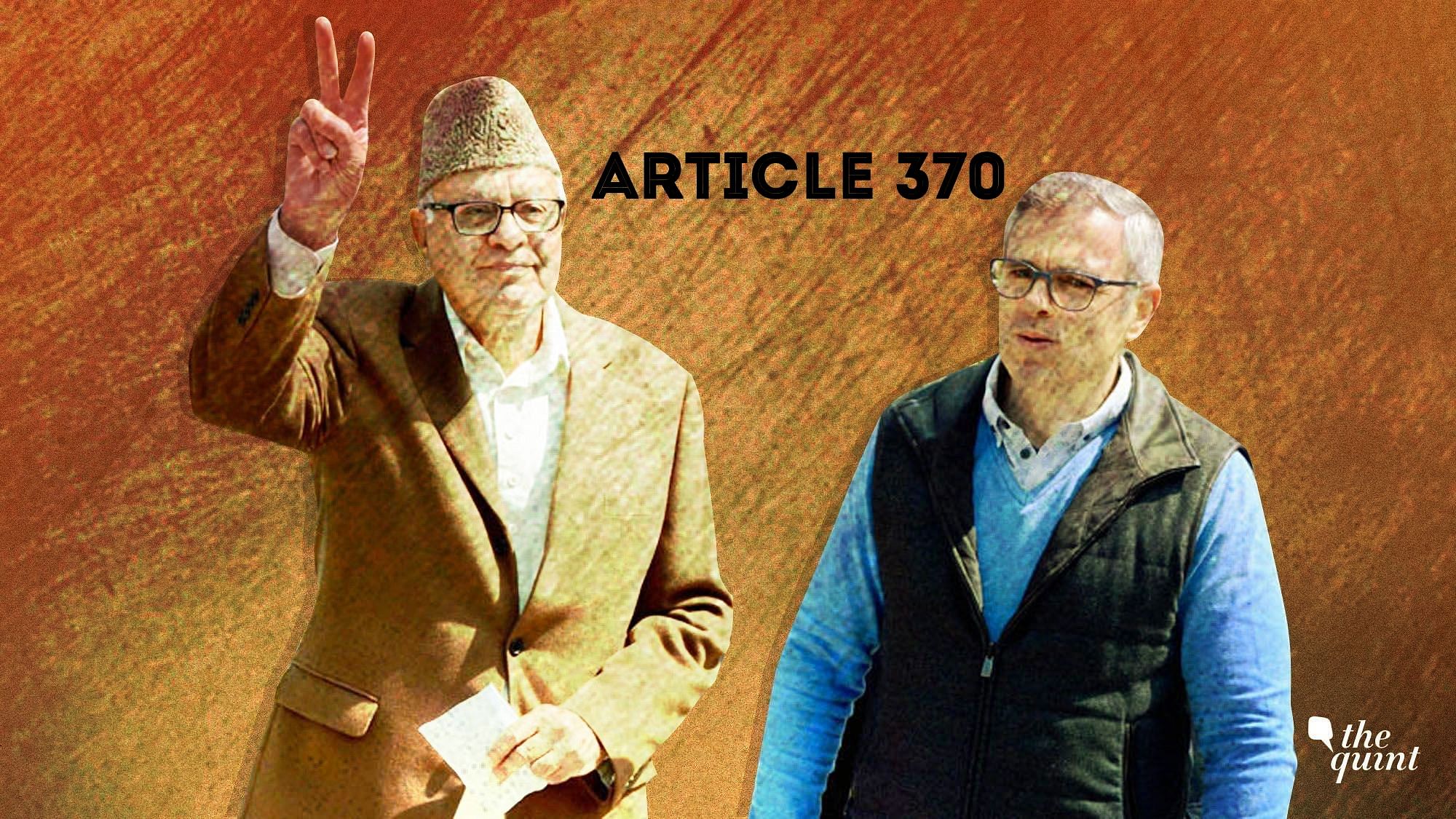 Former CMs of Jammu and Kashmir Farooq Abdullah and Omar Abdullah.