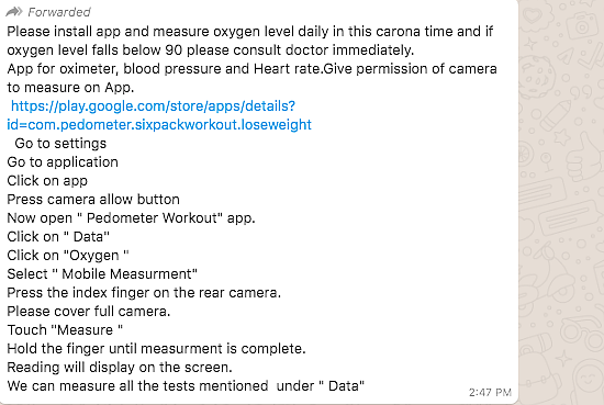 App Using Phone Camera for Measuring Oxygen Levels Not Reliable