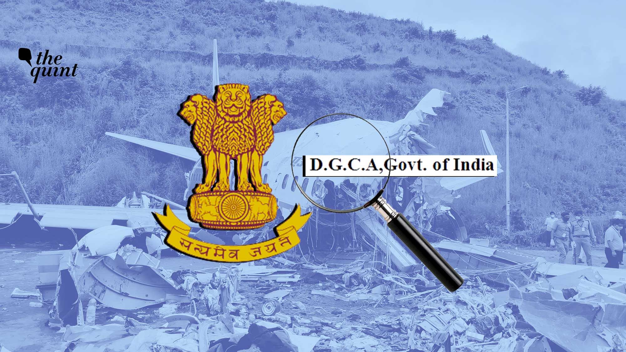Image of Air India Express plane crash at Kozhikode and DGCA logo, used for representational purposes.