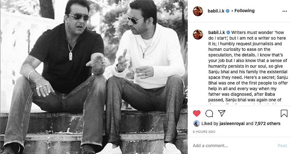Instagram post by Babil Khan